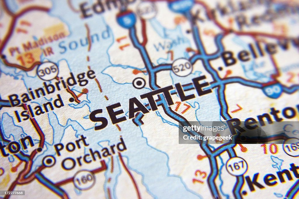 Mapa de Seattle en primer plano