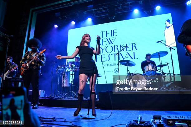 Hayley Williams and Zac Farro of Paramore perform onstage during The 2023 New Yorker Festival at Webster Hall on October 06, 2023 in New York City.