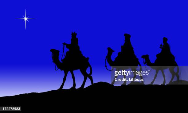 kings on camels xxl (photogrpahed silhouette) - 3 wise men stock pictures, royalty-free photos & images