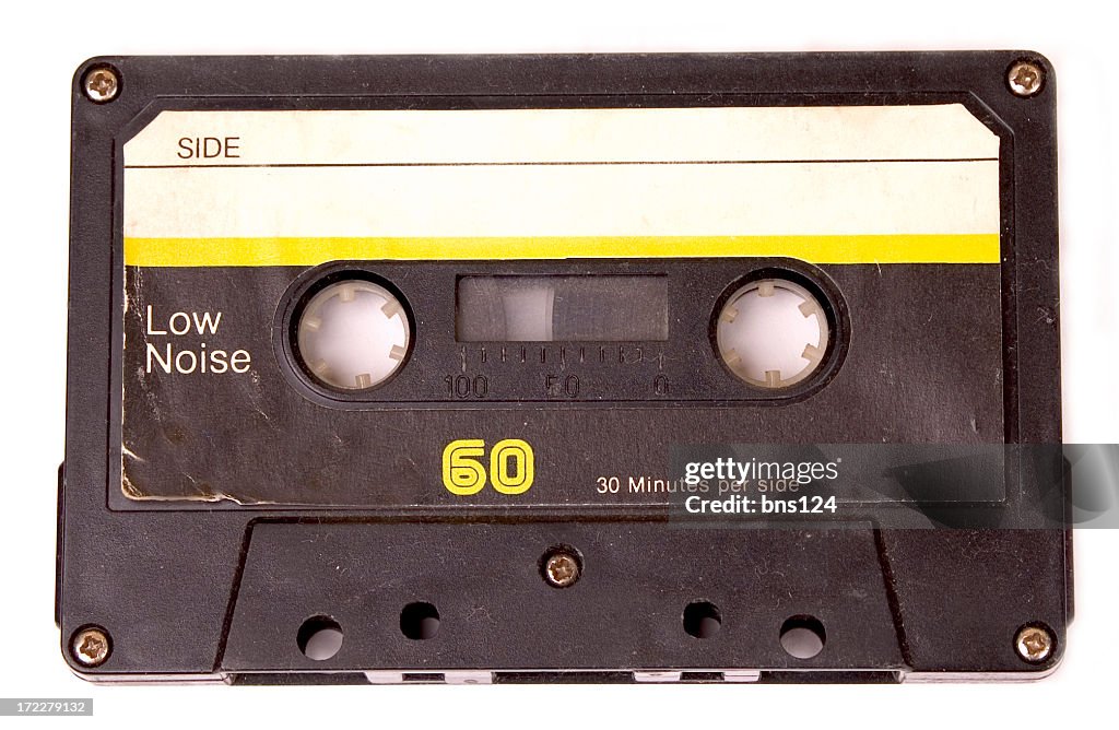 Retro cassette tape with yellow label