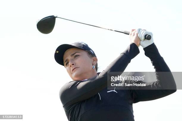 Lexi Thompson of the United States plays her shot from the first tee during the third round of The Ascendant LPGA benefiting Volunteers of America at...