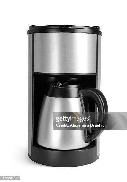 allgemeiner metallic-kaffeemaschine mit clipping path - kaffeemaschine stock-fotos und bilder