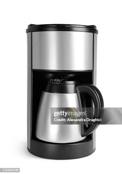 generic metallic coffee machine with clipping path - coffee pot stock pictures, royalty-free photos & images