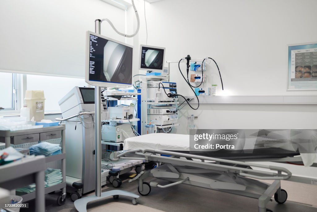 Empty bed in a hospital intensive care