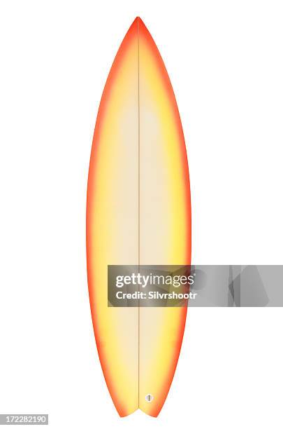 photograph of surfboard on white background - surfboard stock pictures, royalty-free photos & images