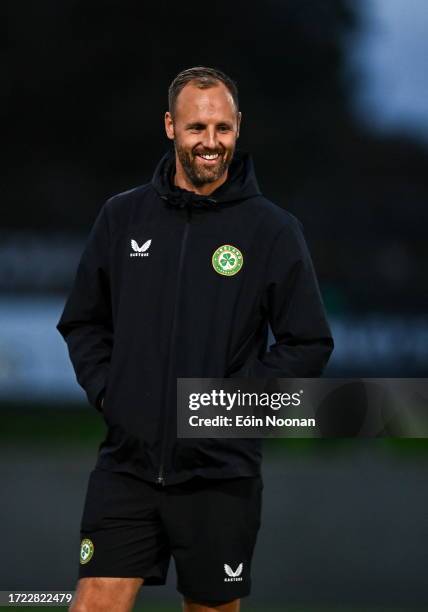 Cork , Ireland - 11 October 2023; Republic of Ireland assistant coach David Meyler before the UEFA European U17 Championship qualifying group 10...