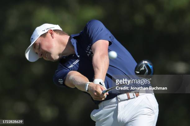 Ben Griffin of the United States plays his shot from the fifth tee during the third round of the Sanderson Farms Championship at The Country Club of...