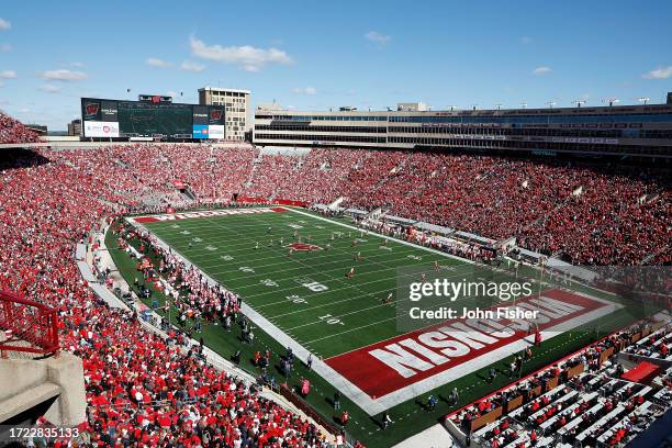 Overview picture from the southwest corner of stadium during the game between the Wisconsin Badgers and Rutgers Scarlet Knights at Camp Randall...