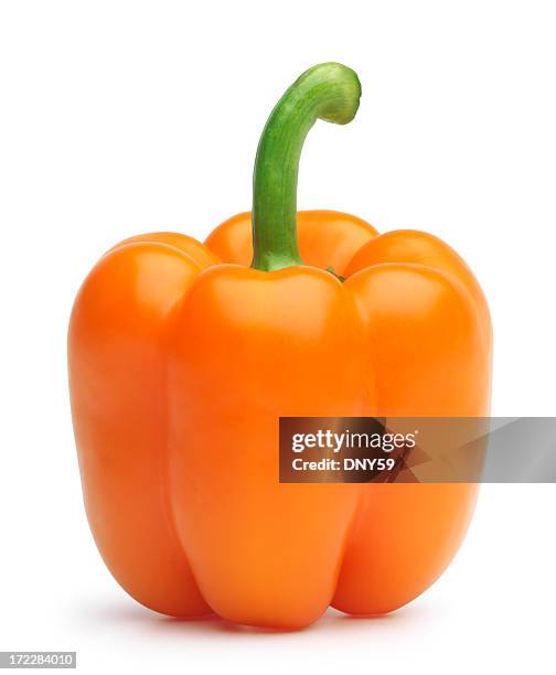 bell pepper - orange bell pepper stockfoto's en -beelden