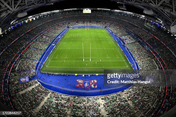 General view of the inside of the stadium during the Rugby World Cup France 2023 match between Ireland and Scotland at Stade de France on October 07,...