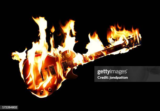 burning electric guitar - burning stock pictures, royalty-free photos & images