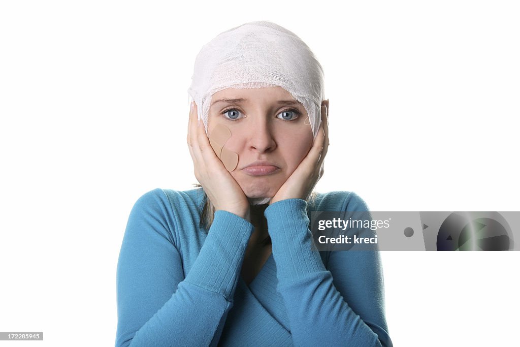 Girl with bandage