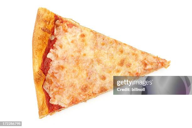 cheese pizza slice isolated on white - wedge stockfoto's en -beelden