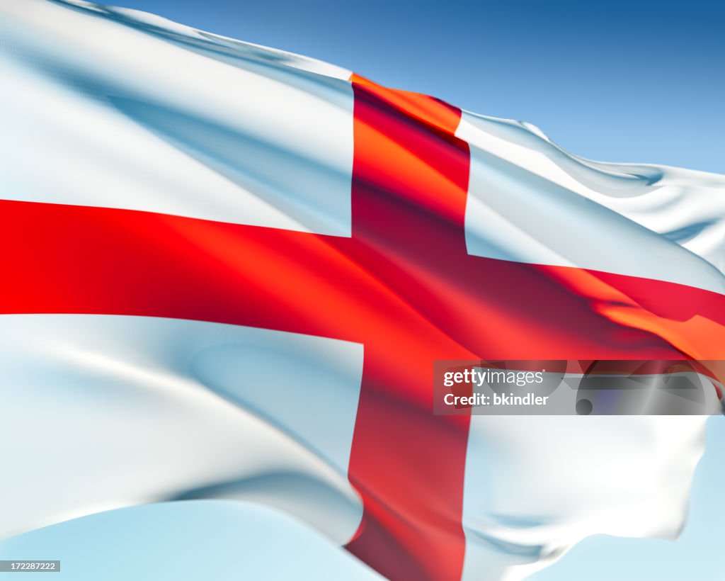 A flag of England blowing in the wind