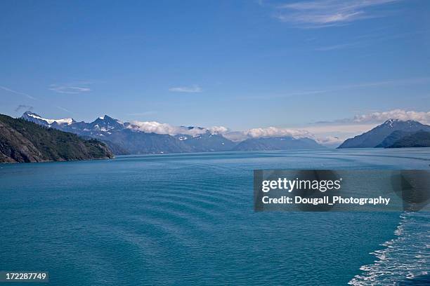 glacier bay alaska with calm waters and snow covered mountains - alaska cruise stock pictures, royalty-free photos & images