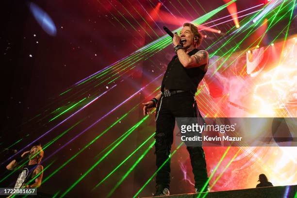 Axl Rose of Guns N' Roses perform onstage during the Power Trip music festival at Empire Polo Club on October 06, 2023 in Indio, California.