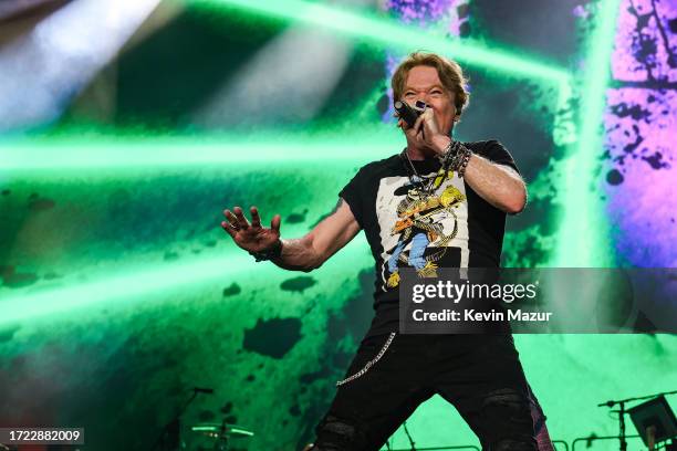 Axl Rose of Guns N' Roses performs onstage during the Power Trip music festival at Empire Polo Club on October 06, 2023 in Indio, California.