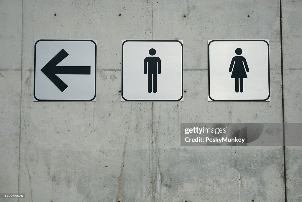 Men and Ladies Signs on Smooth Concrete Wall