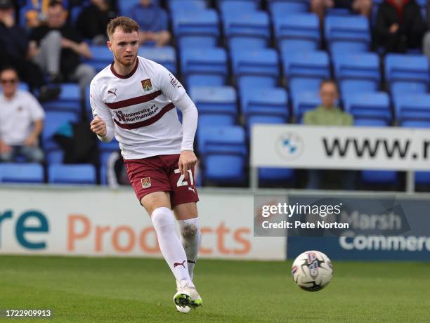 Marc Leonard of Northampton Town in action during the Sky Bet League One match between Shrewsbury Town and Northampton Town at The Croud Meadow on...