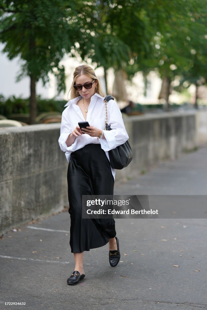 Street Style - Paris Fashion Week - Womenswear Spring/Summer 2024 - Day Eight