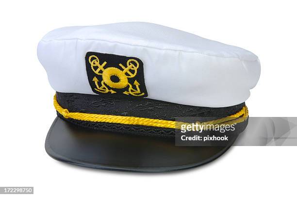 captain's hat with path - skipper stockfoto's en -beelden