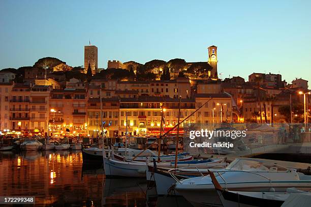 city of cannes in the evening - cannes bildbanksfoton och bilder