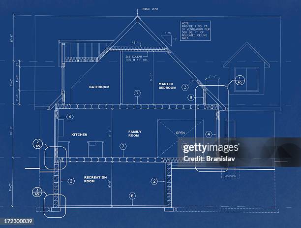 blueprints b22 - architecture plan stock illustrations