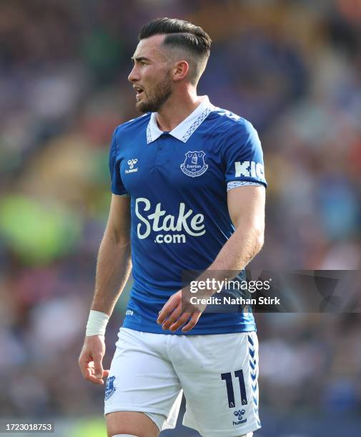 Jack Harrison of Everton during the Premier League match between Everton FC and AFC Bournemouth at Goodison Park on October 07, 2023 in Liverpool,...