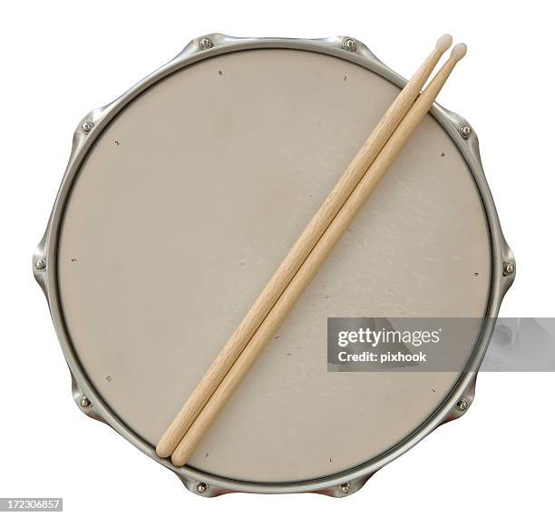 drum and sticks with path - drum percussion instrument stock pictures, royalty-free photos & images