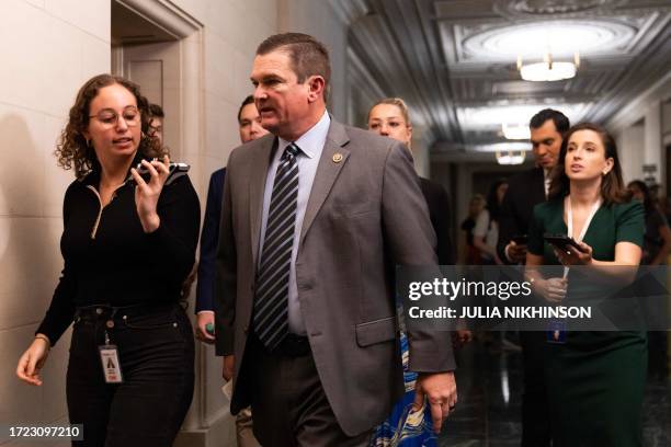 Representative Austin Scott, Republican of Georgia, arrives to a Republican caucus meeting at the Longworth House Office Building on Capitol Hill in...