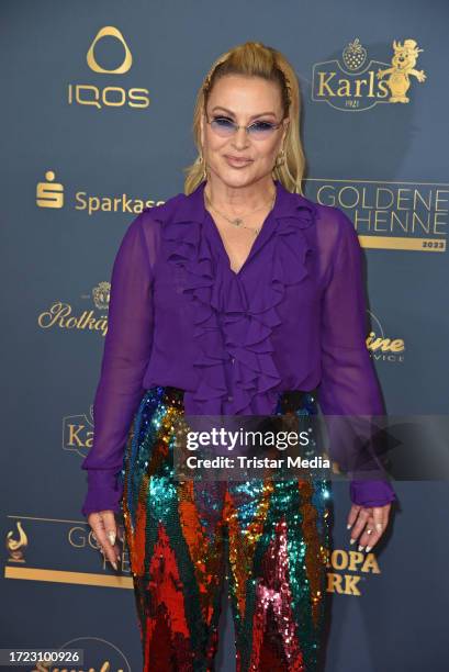 Singer Anastacia Lyn Newkirk attends the Goldene Henne awards 2023 at Media City on October 13, 2023 in Leipzig, Germany.