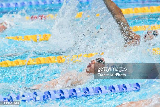 Men 200m Backstroke - Apostolos Siskos during the World Aquatics Swimming World Cup 2023 - Leg 2 - Day 1 Finals at the Athens Olympic Aquatic Centre...