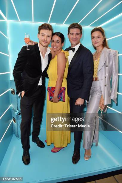 Lion Wasczyk, Sanam Afrashteh and Philipp Danne during the Goldene Henne awards 2023 After Party at Media City on October 13, 2023 in Leipzig,...