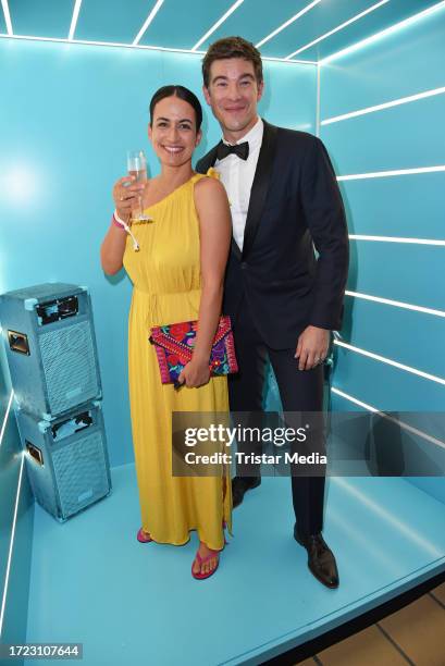 Sanam Afrashteh and Philipp Danne during the Goldene Henne awards 2023 After Party at Media City on October 13, 2023 in Leipzig, Germany.