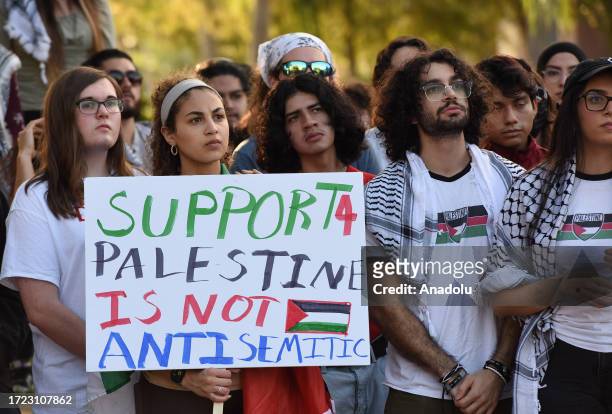 Students at the University of Central Florida hold a rally and march in support of Palestinians in Orlando, Florida, United States on October 13,...