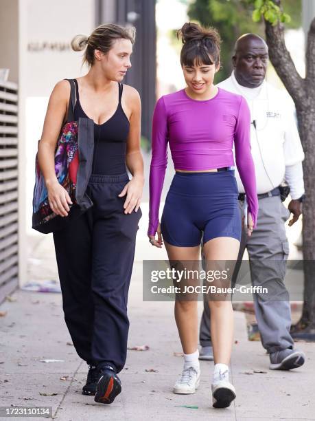 Lele Pons and Xochitl Gomez are seen on October 13, 2023 in Los Angeles, California.