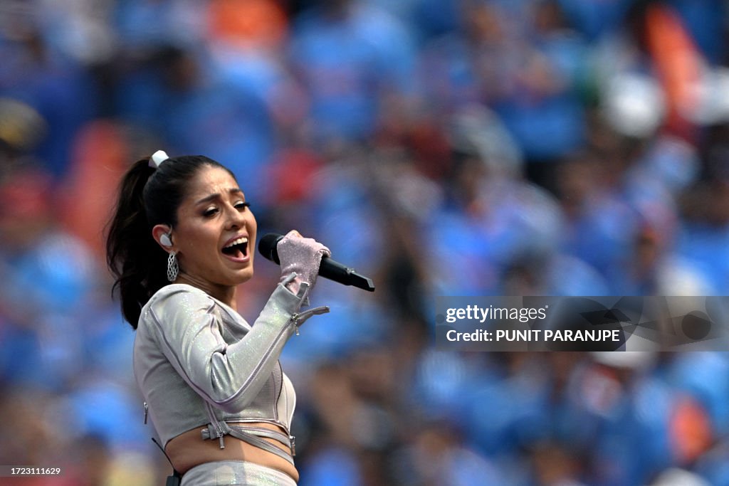 Ind Singer Indian playback singer Sunidhi Chauhan performs before the start of ...