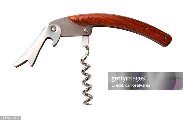 corkscrew w/clipping path. - kurkentrekker drankenbenodigdheden stockfoto's en -beelden