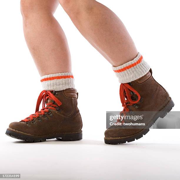 active feet - hiking boots - twohumans stock pictures, royalty-free photos & images