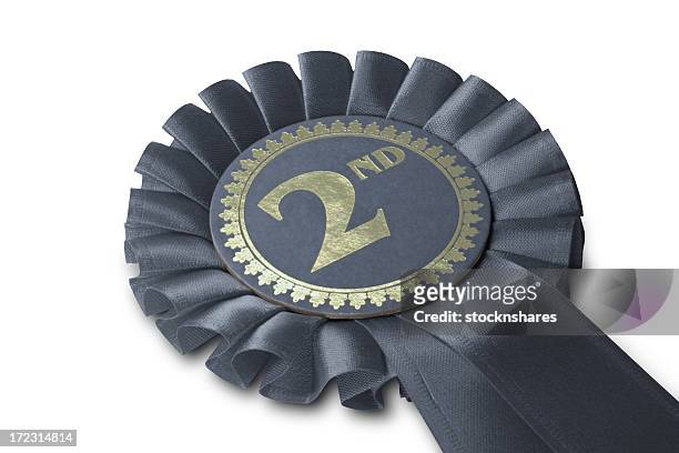 silver medal rosette - second stock pictures, royalty-free photos & images