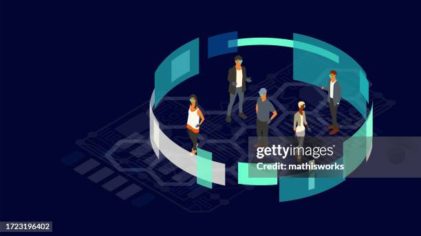 virtual reality - surrounding cylinder stock illustrations