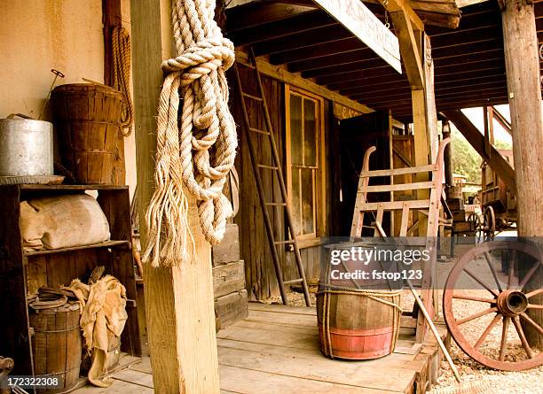 western town boardwalk with livery items on display - los angeles film festival closing night screening of ingrid goes west stockfoto's en -beelden