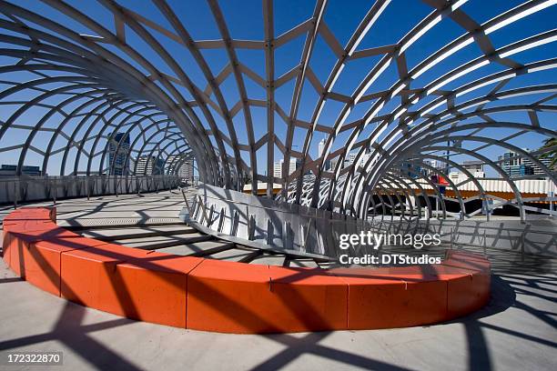 detail of corner in webb bridge, melbourne, australia - melbourne bridge stock pictures, royalty-free photos & images