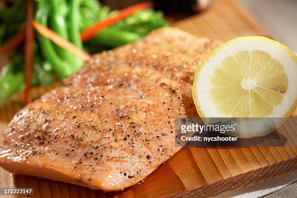 pan fried salmon - seared bildbanksfoton och bilder