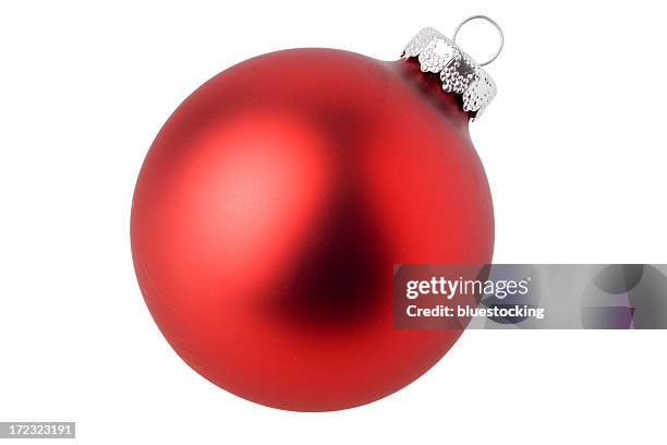 matte red ball christmas ornament in a white background - christmas baubles stock pictures, royalty-free photos & images