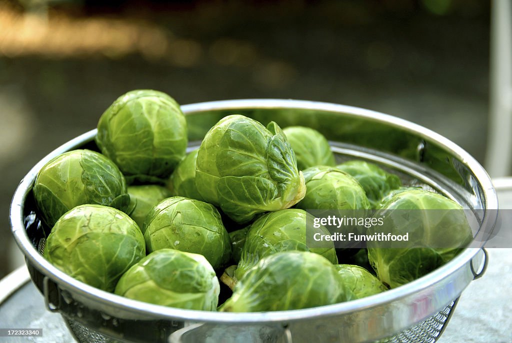 Brussels Sprouts, Healthy Food, Vegetables in Colander