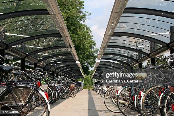 parking for bicycles # 1 - windbreak stock pictures, royalty-free photos & images