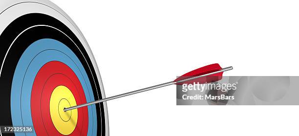 3d bullseye and arrow - target centre stock pictures, royalty-free photos & images
