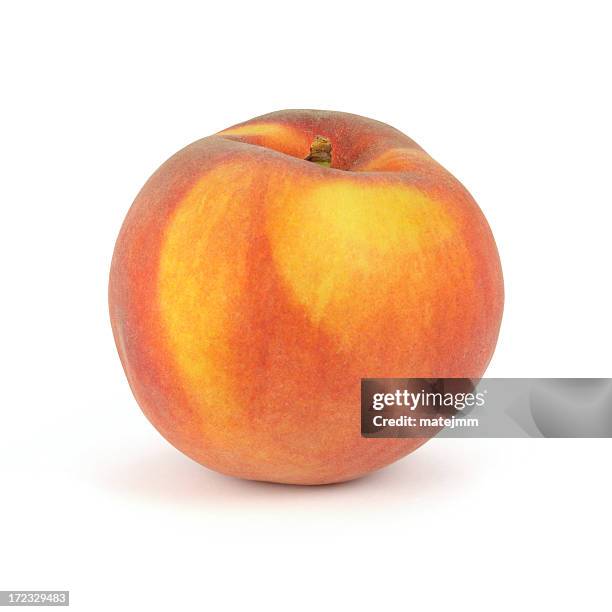 fresh peach - peach on white stock pictures, royalty-free photos & images