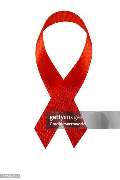 red ribbon (isolated) - aids awareness ribbon stock pictures, royalty-free photos & images